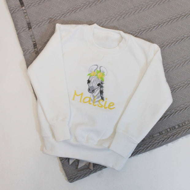 Spring Floral Animal Personalised Embroidered Jumper (Various Animals)