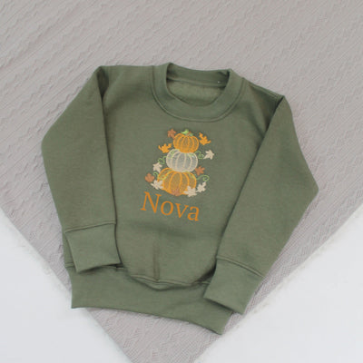 Autumn Pumpkins Halloween Personalised Embroidered Sweatshirt - Various Colours