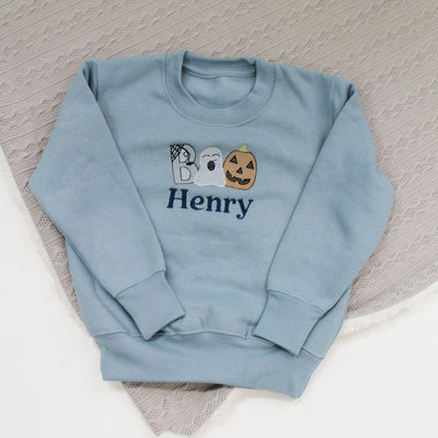 'BOO' Halloween Personalised Embroidered Sweatshirt - Various Colours