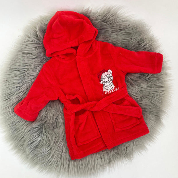 Red Christmas Animal Personalised Dressing Gown - Various Animals