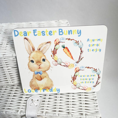 Dear Easter Bunny Personalised Hardboard Plate - BUNNY WITH BOW TIE