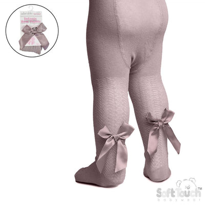 Dusky Pink Bow Tights