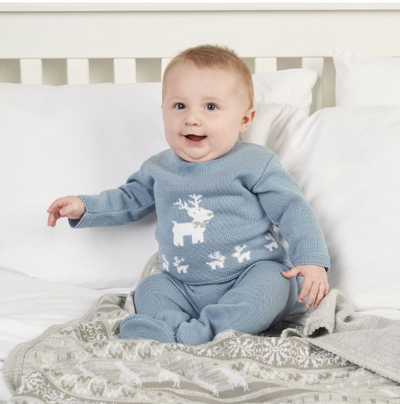 Dusky Blue Reindeer Knitted Top & Leggings