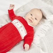Reindeer Red Velour Christmas Sleepsuit (Can be Personalised)