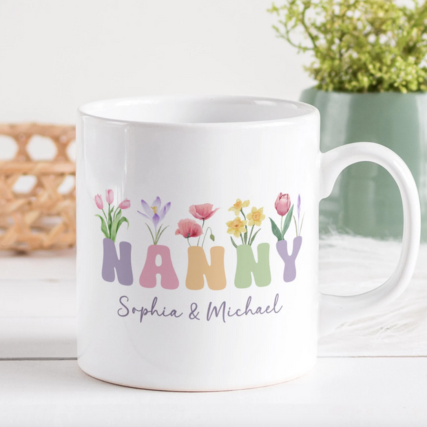 'Nanna' Floral Mother's Day Personalised Mug