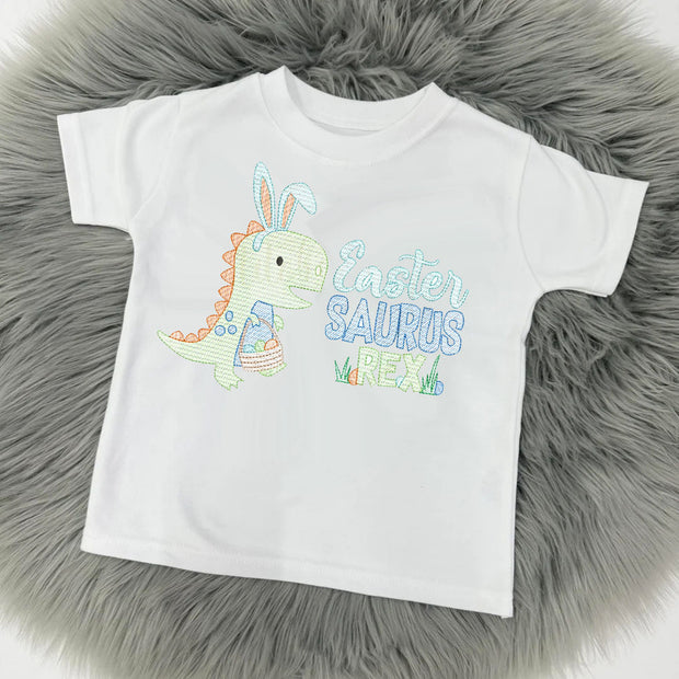 Easter Saurus Rex Personalised Embroidered T-Shirt (Various Coloured T-Shirts)