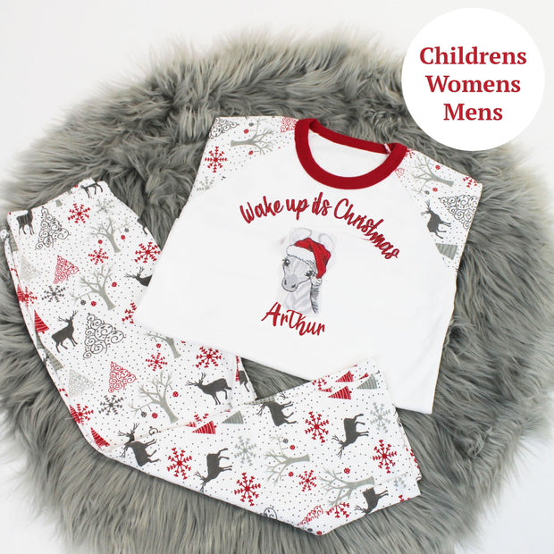 Personalised Embroidered Christmas Pyjamas - Santa Zebra