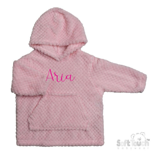 Pink Infants Waffle Oversized Personalised Embroidered Oodie Hoody