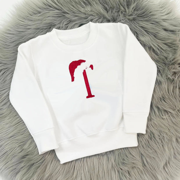 Christmas Personalised Embroidered Jumper - Santa Hat & Initial