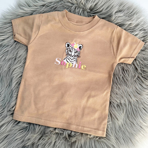 FLORAL Animal Personalised Embroidered T-Shirt - Choose three colours