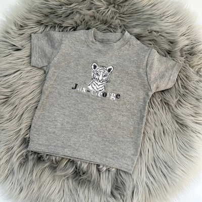 Animal Personalised Embroidered T-Shirt - Three Tone Writing