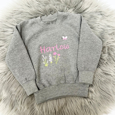 Flowers & Butterfly Personalised Embroidered Jumper