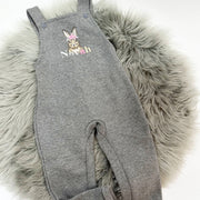Animal Personalised Embroidered Fleece Dungarees - Multicoloured Text