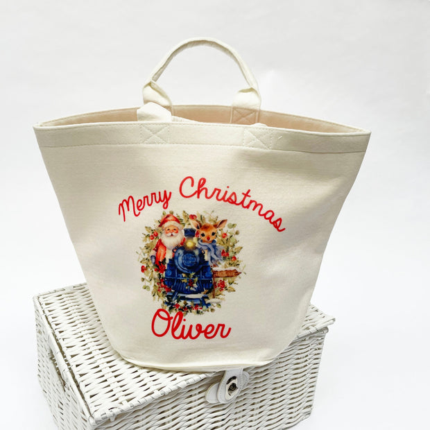 Merry Christmas Personalised Printed Basket - Polar Express