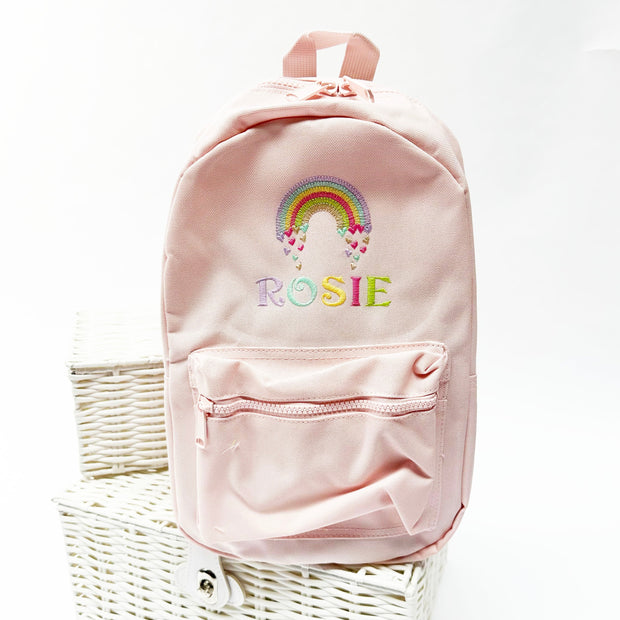 Pastel Rainbow Personalised Embroidered Backpack - Various Coloured Backpacks