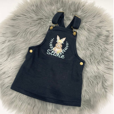 Easter Animal Personalised Embroidered Fleece Dungaree Dress