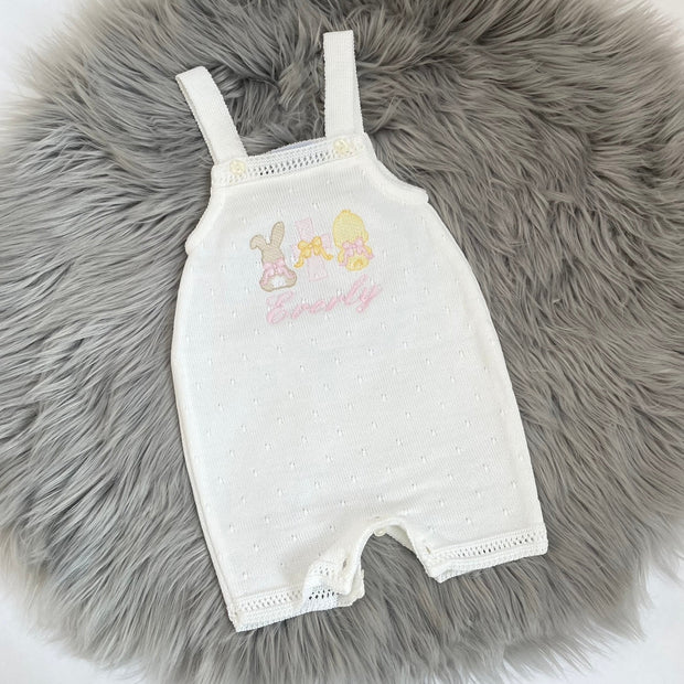 Easter Bunny, Cross & Duck Short Knit Dungarees - Various Animals