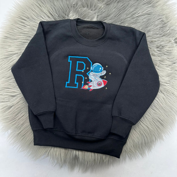 Space Rocket Personalised Embroidered Jumper