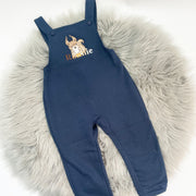 Animal Personalised Embroidered Fleece Dungarees - Multicoloured Writing