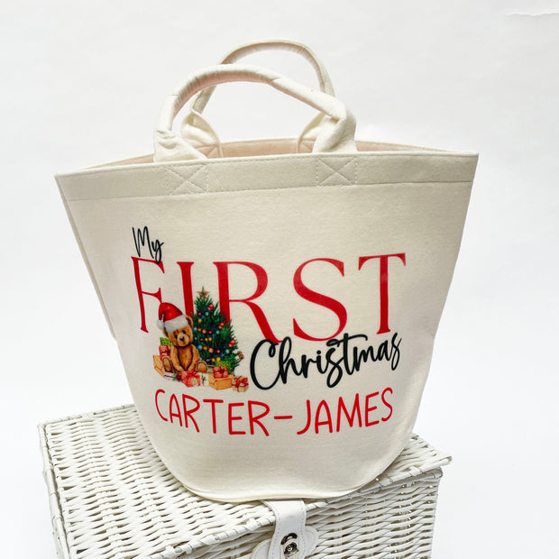 My First Christmas Personalised Printed Basket