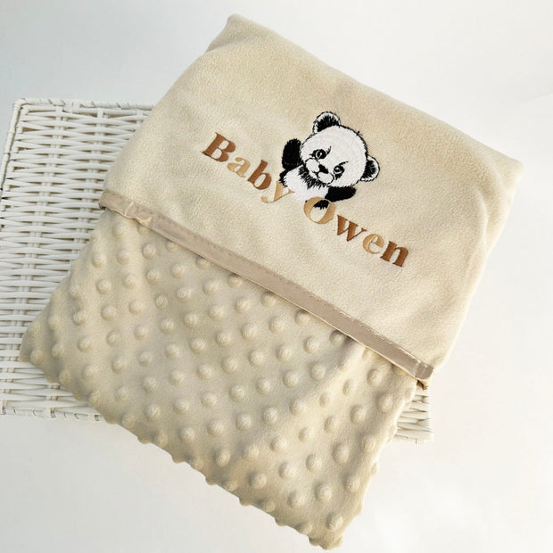 Embroidered Animal Personalised Bubble Wrap Blanket (Fleece Embroidery) - Two Tone Writing