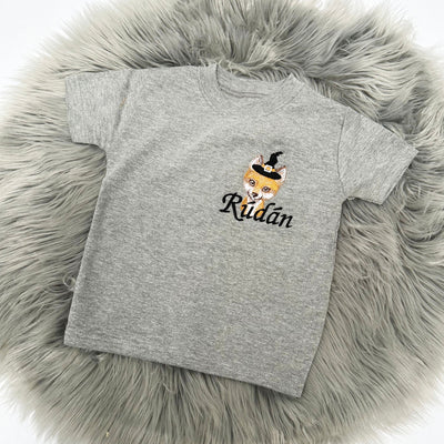Halloween Animal & Hat Personalised Embroidered T-Shirt