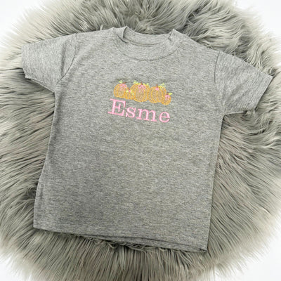 Halloween Personalised Embroidered T-Shirt - Pumpkin & Bows