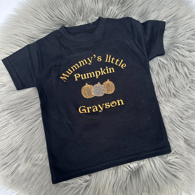 Mummy's Little Pumpkin Personalised Embroidered T-Shirt (Various Coloured T-Shirts)