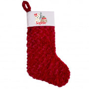 Cream OR Grey Plush Large Personalised Christmas Stocking - Red Bow Animal Design