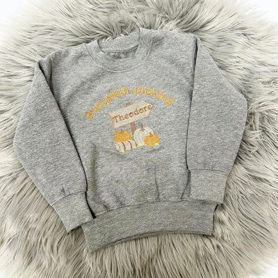 Pumpkin Picking with Pumpkin Patch Embroidered Personalised Jumper - Various Colours