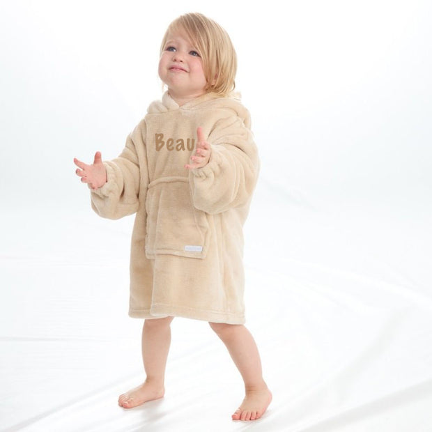 Beige Infants Oversized Personalised Embroidered Oodie Hoody