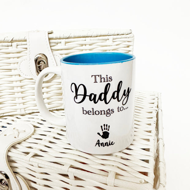 'This Daddy belongs to' Father’s Day Personalised Mug - Hand Prints