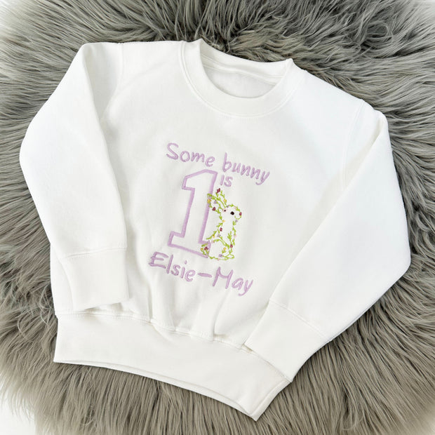 Some Bunny is One Birthday Embroidered Personalised Jumper