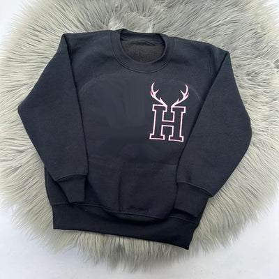 Christmas Personalised Embroidered Jumper - Reindeer Antlers & Initial