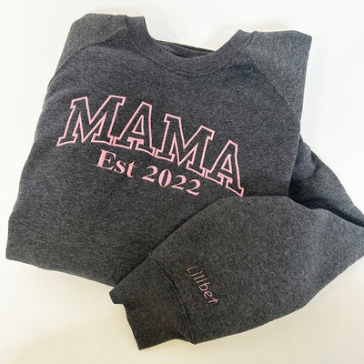 'MAMA' EST YEAR Hollow Personalised Embroidered Sweatshirt (Various Colours)