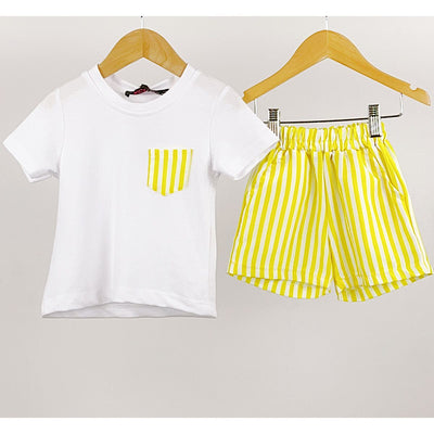 Lemon Striped Short Sleeved Top & Shorts