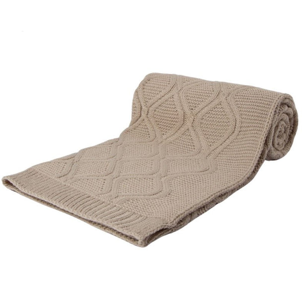 Chain Knit Personalised Embroidered Blanket - Beige