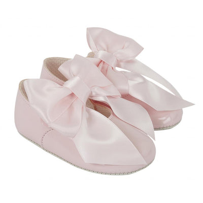 Pink Patent Soft Sole Bow Shoes