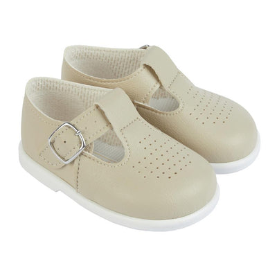 Beige Hole Punch Hard Sole Shoes