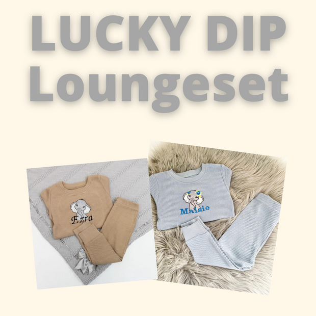 LUCKY DIP - Animal Embroidered Personalised Ribbed Loungeset