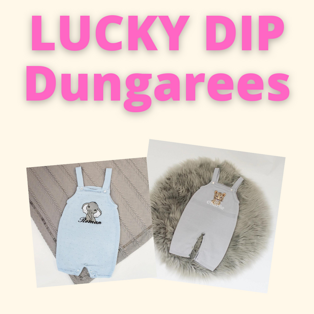 LUCKY DIP Animal Embroidered Knit Dungarees