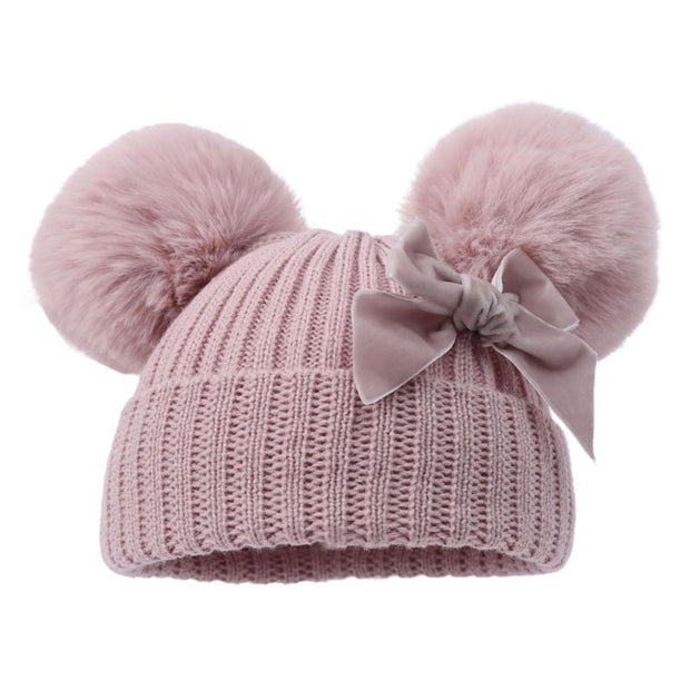 Dusky Pink Hat With Velvet Bow Detail