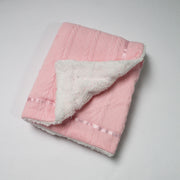 Pink Chevron Knit & Satin Bow Personalised Blanket