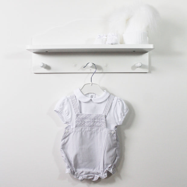 Unisex White Shirt & Grey Dungaree Outfit