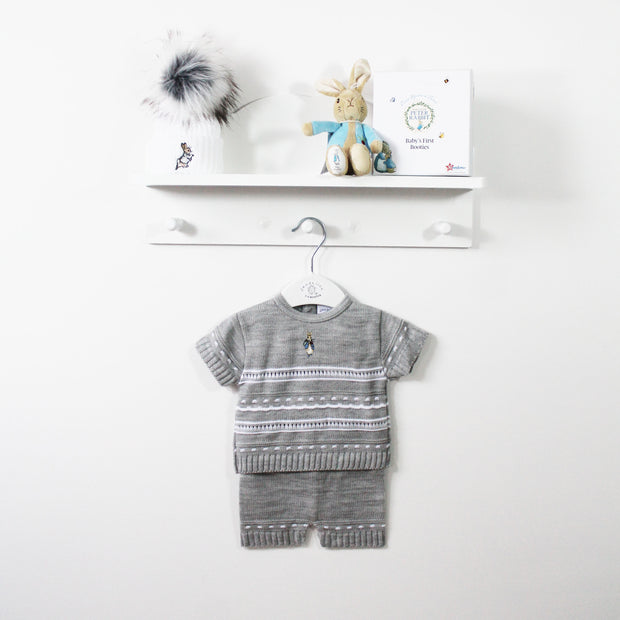 Grey Rabbit Embroidered Knit Top & Shorts