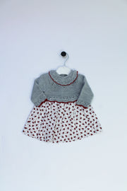 Grey & Red Floral Knit Dress