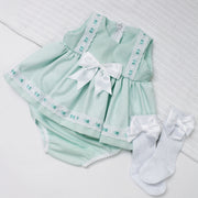 Mint Green Bow Detail Dress & Bloomers