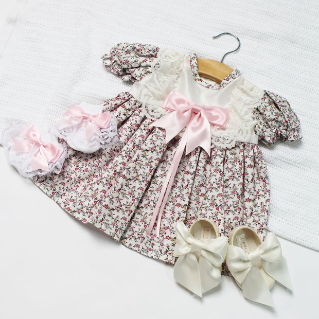 Cream & Pink Floral Dress