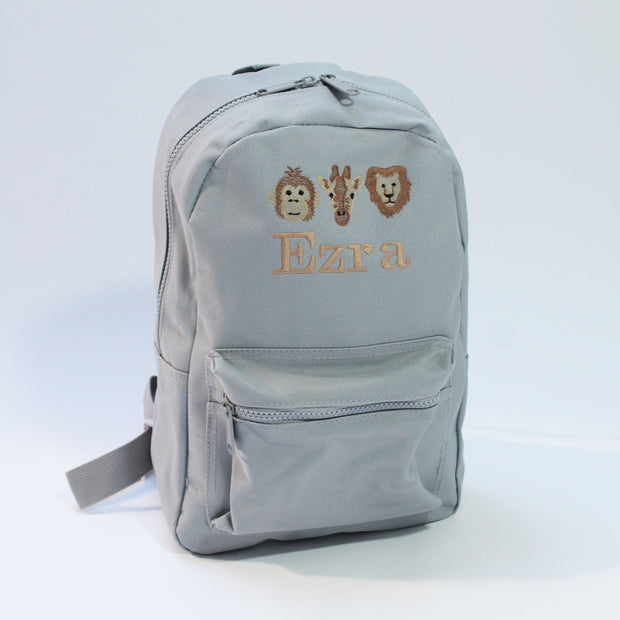 Personalised Grey Backpack - Safari Design