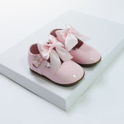 Pink Patent Bow Hard Sole Shoes